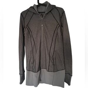 Lululemon Daily Practice Jacket Herringbone Slate Black Hooded Medium